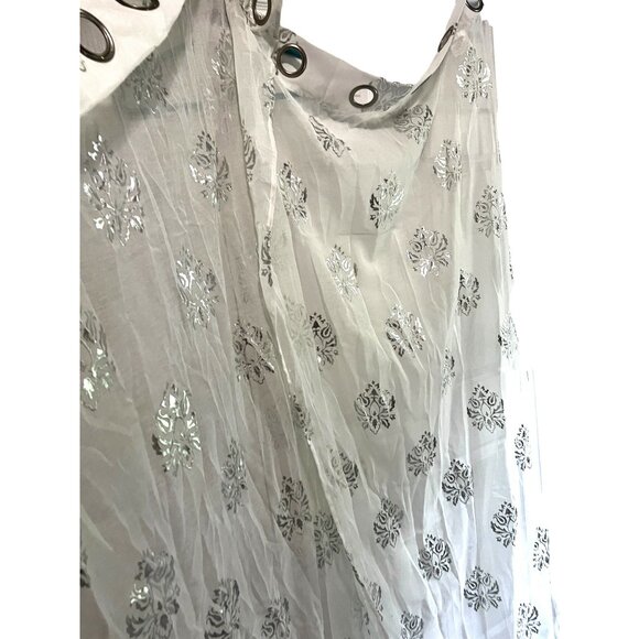 Dainty Home Set of 2 White & Silver Curtain Panels with Grommets 98" x 36" - Picture 7 of 9